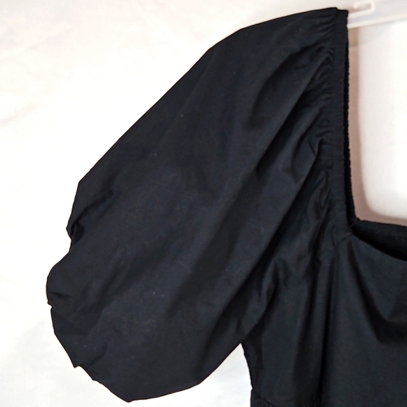 VENUS Black Puffy Sleeve Mini Baby Doll Dress Size Medium - Picture 7 of 8